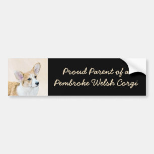 Pembroke Welsh Corgi Painting - Original Dog Art Bumpersticker