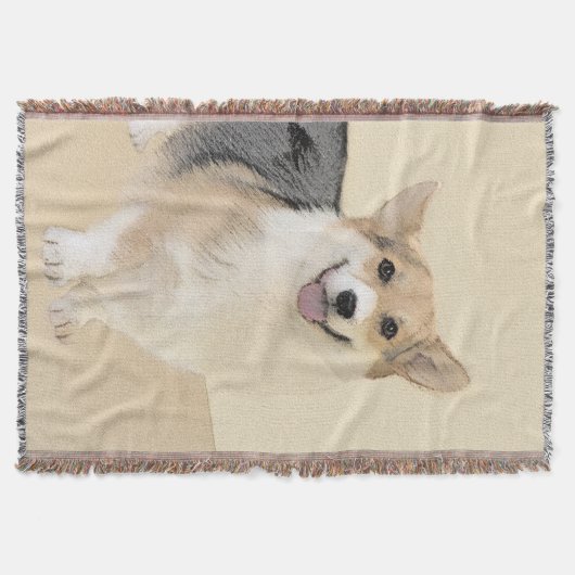 Pembroke Welsh Corgi Painting - Original Dog Art Deken (Voorkant)
