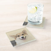 Pembroke Welsh Corgi Painting - Original Dog Art Glazen Onderzetter (Schuin)