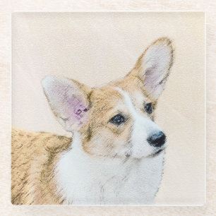 Pembroke Welsh Corgi Painting - Original Dog Art Glazen Onderzetter