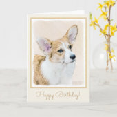 Pembroke Welsh Corgi Painting - Original Dog Art Kaart (Gele Bloem)