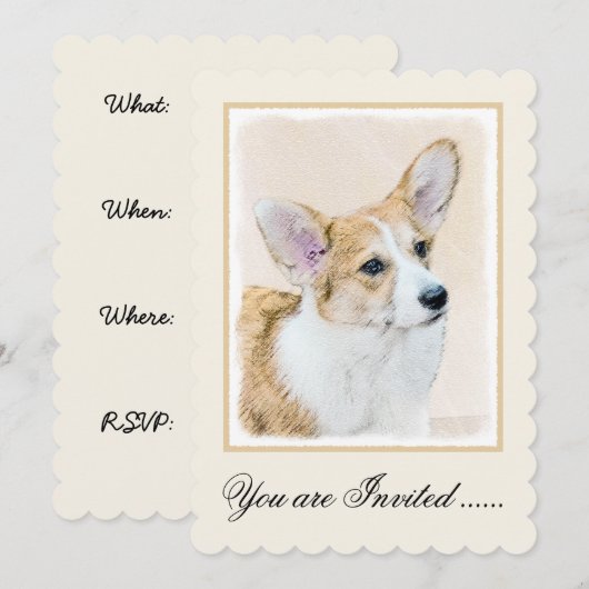 Pembroke Welsh Corgi Painting - Original Dog Art Kaart (Voorkant / Achterkant)