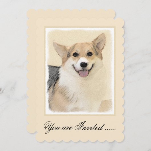 Pembroke Welsh Corgi Painting - Original Dog Art Kaart (Voorkant / Achterkant)