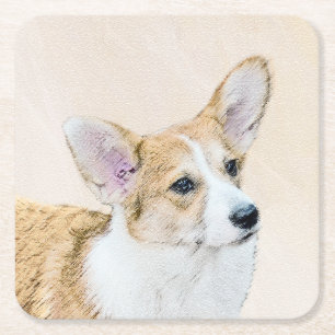 Pembroke Welsh Corgi Painting - Original Dog Art Kartonnen Onderzetters