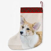 Pembroke Welsh Corgi Painting - Original Dog Art Kleine Kerstsok (Achterkant)