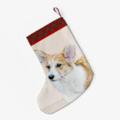 Pembroke Welsh Corgi Painting - Original Dog Art Kleine Kerstsok (Achterkant (Hangend))