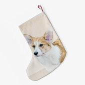 Pembroke Welsh Corgi Painting - Original Dog Art Kleine Kerstsok (Achterkant (Hangend))