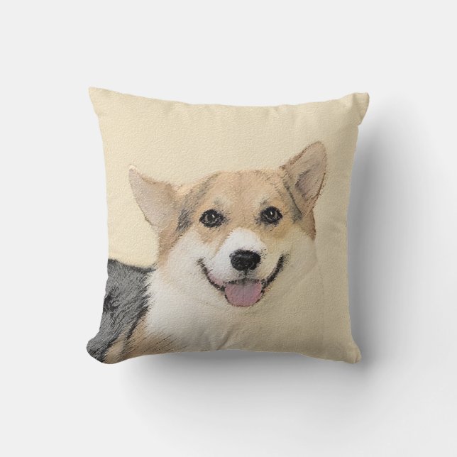 Pembroke Welsh Corgi Painting - Original Dog Art Kussen (Voorkant)