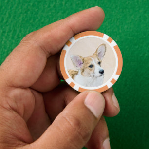 Pembroke Welsh Corgi Painting - Original Dog Art Poker Chips