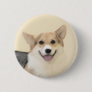 Pembroke Welsh Corgi Painting - Original Dog Art Ronde Button 5,7 Cm