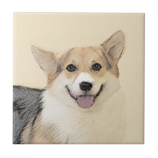 Pembroke Welsh Corgi Painting - Original Dog Art Tegeltje (Voorkant)