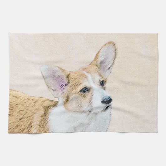 Pembroke Welsh Corgi Painting - Original Dog Art Theedoek (Horizontaal)