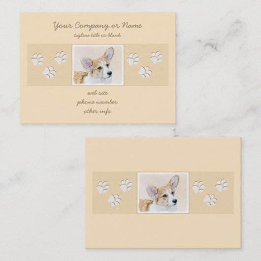Pembroke Welsh Corgi Painting - Original Dog Art Visitekaartje (Voorkant / Achterkant)