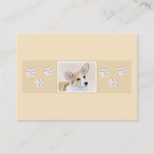 Pembroke Welsh Corgi Painting - Original Dog Art Visitekaartje (Achterkant)