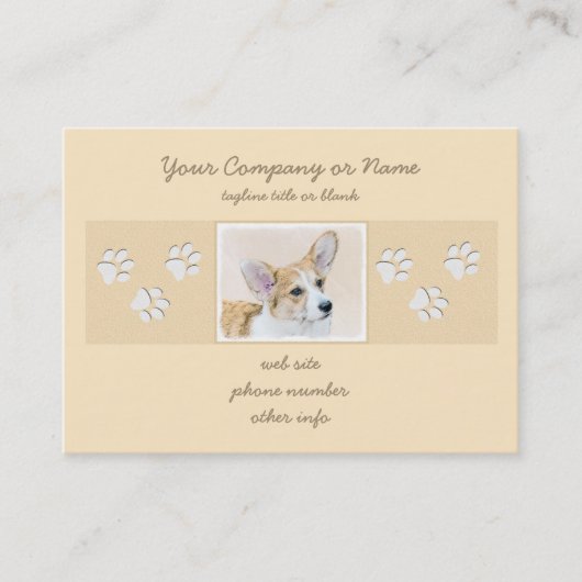 Pembroke Welsh Corgi Painting - Original Dog Art Visitekaartje (Voorkant)