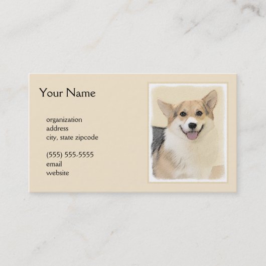 Pembroke Welsh Corgi Painting - Original Dog Art Visitekaartje (Voorkant)