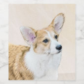 Pembroke Welsh Corgi Painting - Original Dog Art Wijn Etiket (Enkel label)