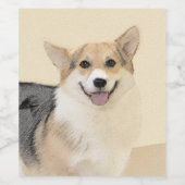 Pembroke Welsh Corgi Painting - Original Dog Art Wijn Etiket (Enkel label)