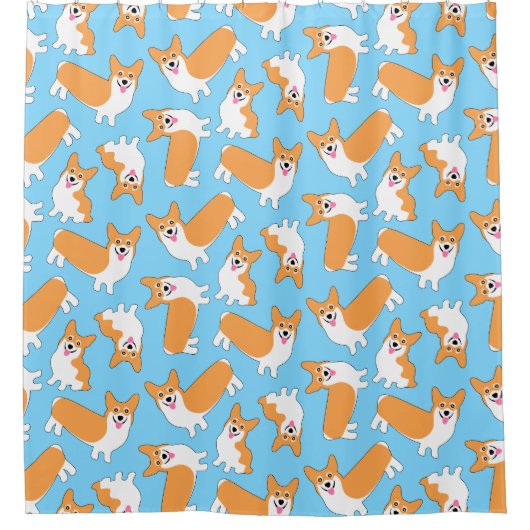 Pembroke Welsh Corgi Pattern Aangepaste kleur Douchegordijn (Voorkant)