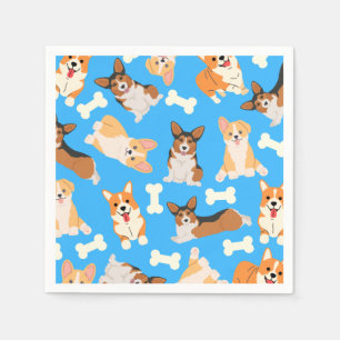 Pembroke Welsh Corgi Pattern Blue Servet