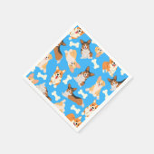 Pembroke Welsh Corgi Pattern Blue Servet (Hoek)