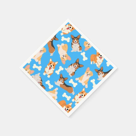 Pembroke Welsh Corgi Pattern Blue Servet (Hoek)