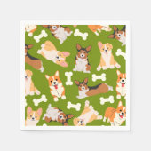 Pembroke Welsh Corgi Pattern Green Servet (Voorkant)