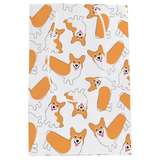 Pembroke Welsh Corgi Pattern Medium Cadeauzakje (Voorkant)