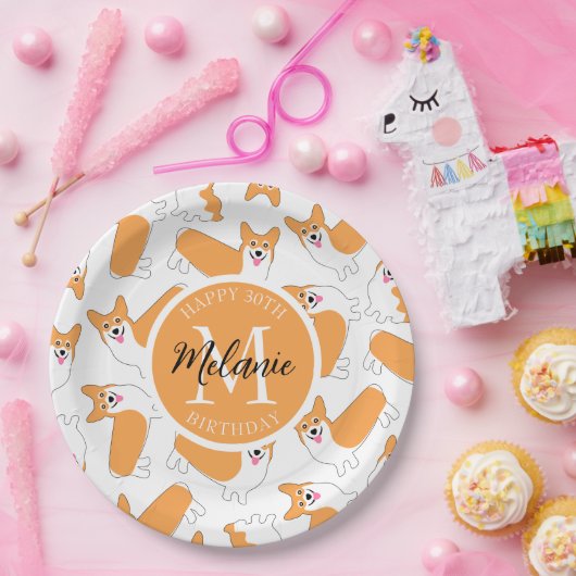 Pembroke Welsh Corgi Pattern Papieren Bordje (Feest)