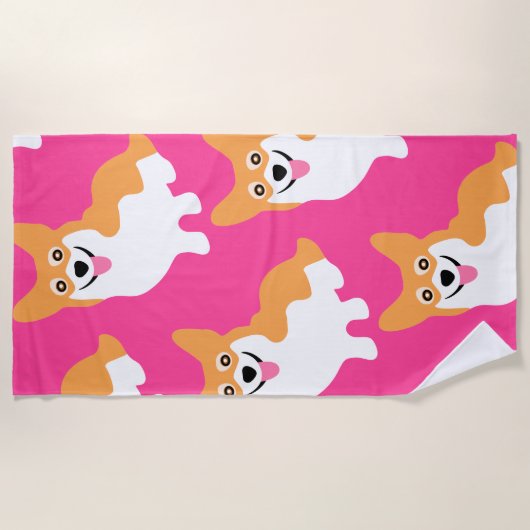 Pembroke Welsh Corgi Pattern Strandlaken (Voorkant)