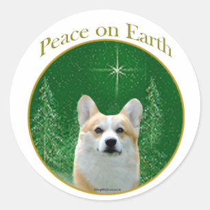 Pembroke Welsh Corgi Peace Ronde Sticker