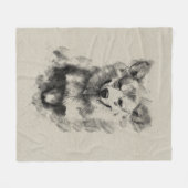 Pembroke Welsh Corgi Pencil Sketch Fleece Deken (Voorkant (Horizontaal))