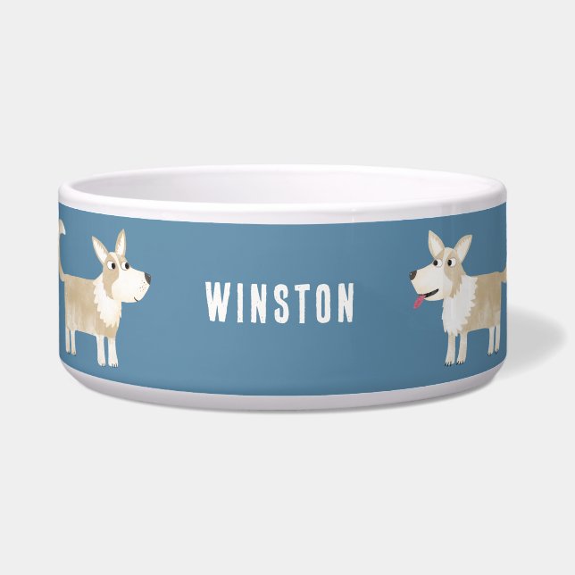 Pembroke Welsh Corgi Persoonlijk Voerbakje (Voorkant)