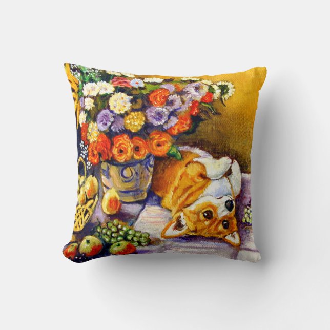 Pembroke Welsh Corgi Pillow Floral Kussen (Voorkant)