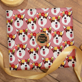 Pembroke Welsh Corgi Pink Cartoon Wrapping Paper Cadeaupapier