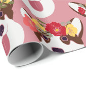 Pembroke Welsh Corgi Pink Cartoon Wrapping Paper Cadeaupapier (Rol Hoek)