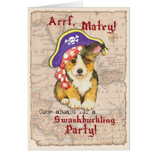 Pembroke Welsh Corgi Pirate Invitation (Voorkant)