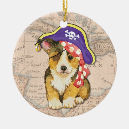 Pembroke Welsh Corgi Pirate Keramisch Ornament (Voorkant)