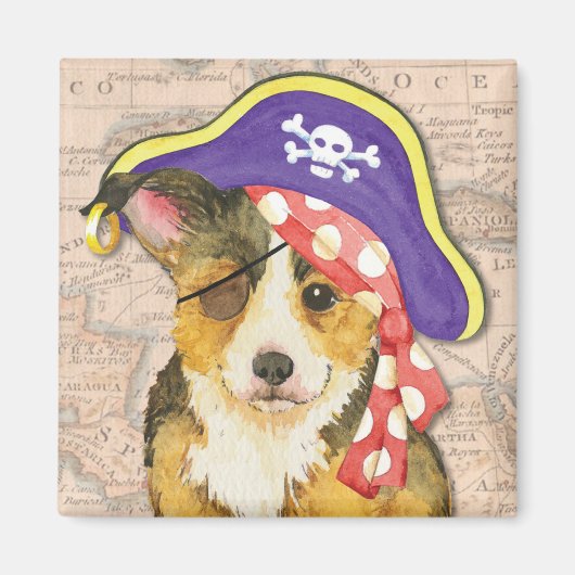 Pembroke Welsh Corgi Pirate Magneet (Voorkant)