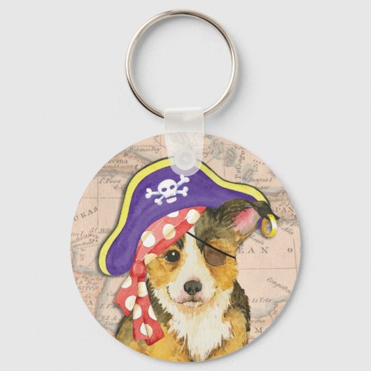 Pembroke Welsh Corgi Pirate Sleutelhanger (Voorkant)