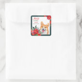 Pembroke Welsh Corgi Poinsettia Bouquet Kerstmis  Vierkante Sticker (Tas)