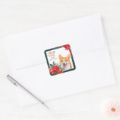 Pembroke Welsh Corgi Poinsettia Bouquet Kerstmis  Vierkante Sticker (Envelop)