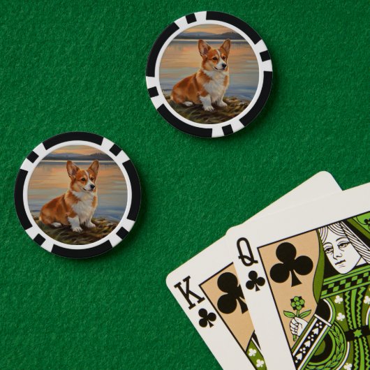 Pembroke Welsh Corgi Poker Chips (Pokertafel (Dubbel))