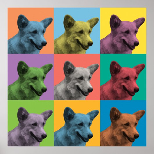 Pembroke Welsh Corgi Pop-Art Poster (Voorkant)