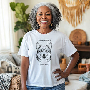Pembroke Welsh Corgi Portrait Black Line Illustrat T-shirt