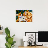 Pembroke Welsh Corgi Print Poster (Thuiskantoor)