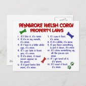 PEMBROKE WELSH CORGI Property Laws 2 Briefkaart (Voorkant / Achterkant)