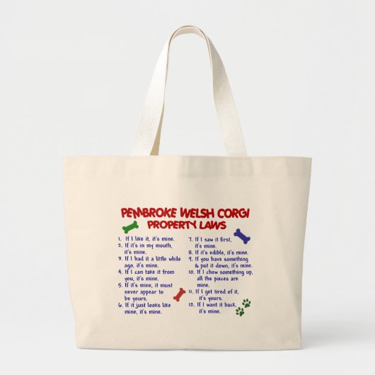 PEMBROKE WELSH CORGI Property Laws 2 Grote Tote Bag (Voorkant)