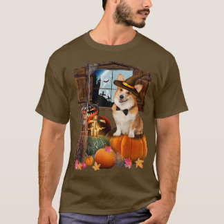 Pembroke Welsh Corgi PumpkinDogs Halloween Witch W T-shirt