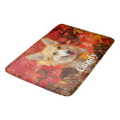 Pembroke Welsh Corgi Puppy Dog in Red Leaves Badmat (Gekanteld)